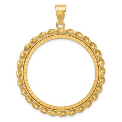 Diamond-Cut &amp; Twisted Wire Prong 32.7mm Coin Bezel Pendant 14k Gold C8181/32.7, MPN: C8181/32.7,
