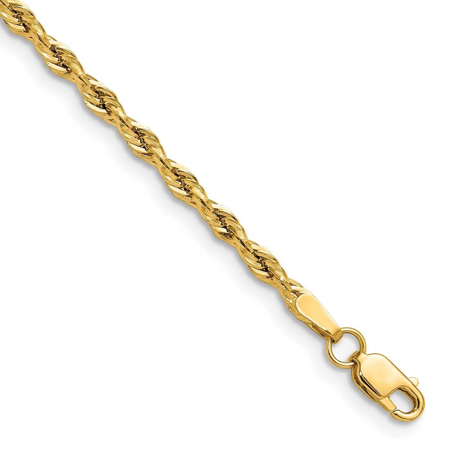 2.5mm Semi-Solid Rope Chain 8 Inch 14k Gold BC202-8