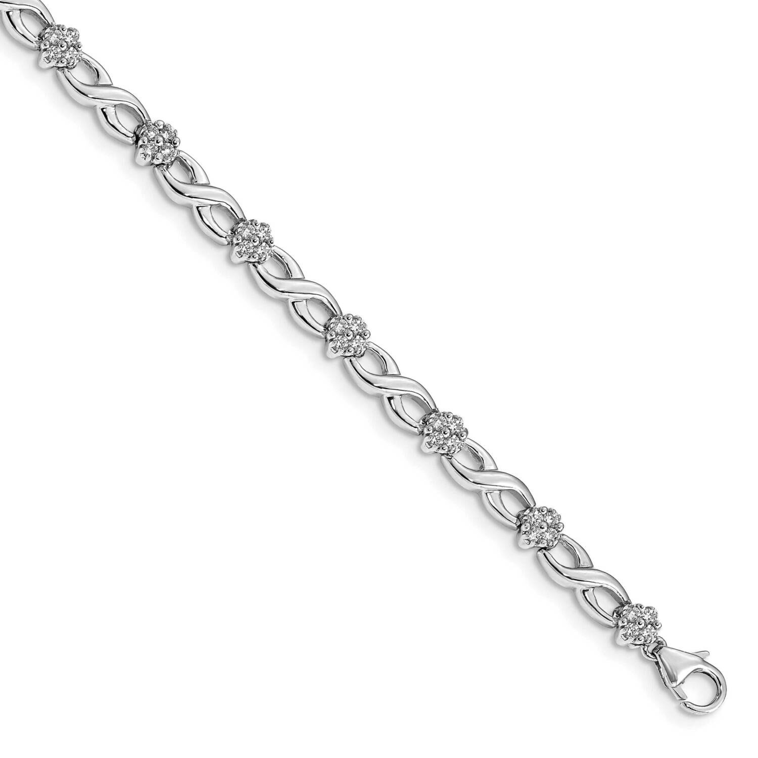 Diamond Flower Infinity Bracelet 7 Inch 14k White Gold BM4629-100-WLG, MPN: BM4629-100-WLG, 8839578…