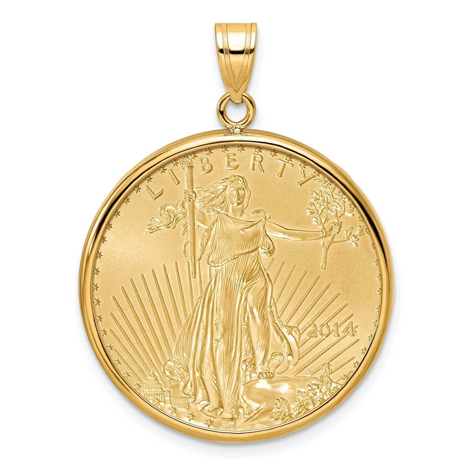 Polished Prong Mounted 1/2Oz American Eagle Coin Bezel Pendant 14k Gold C1801/27.0C, MPN: C1801/27.…