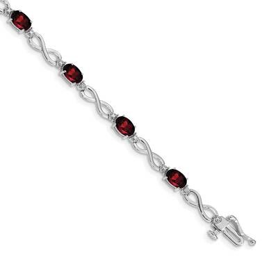 Garnet Diamond Infinity Bracelet 7 Inch 10k White Gold BM4494-GA-003-1WA, MPN: BM4494-GA-003-1WA,