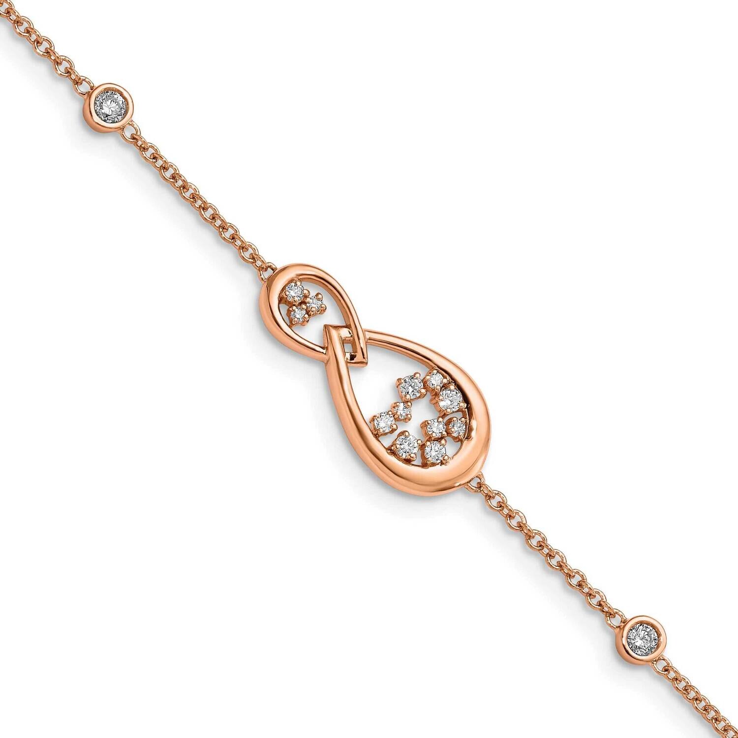 Polished Diamond Teardrop 7 Inch Bracelet 14k Rose Gold BM6863-025-RA, MPN: BM6863-025-RA, 88395716…