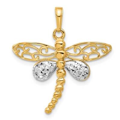 Polished Diamond-Cut Dragonfly Pendant 14k Gold White Rhodium  C4880, MPN: C4880, 196904099759