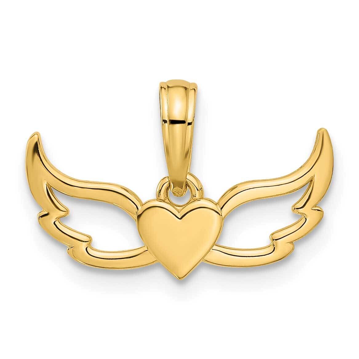 Fancy Heart Wings Charm 14k Gold D5428