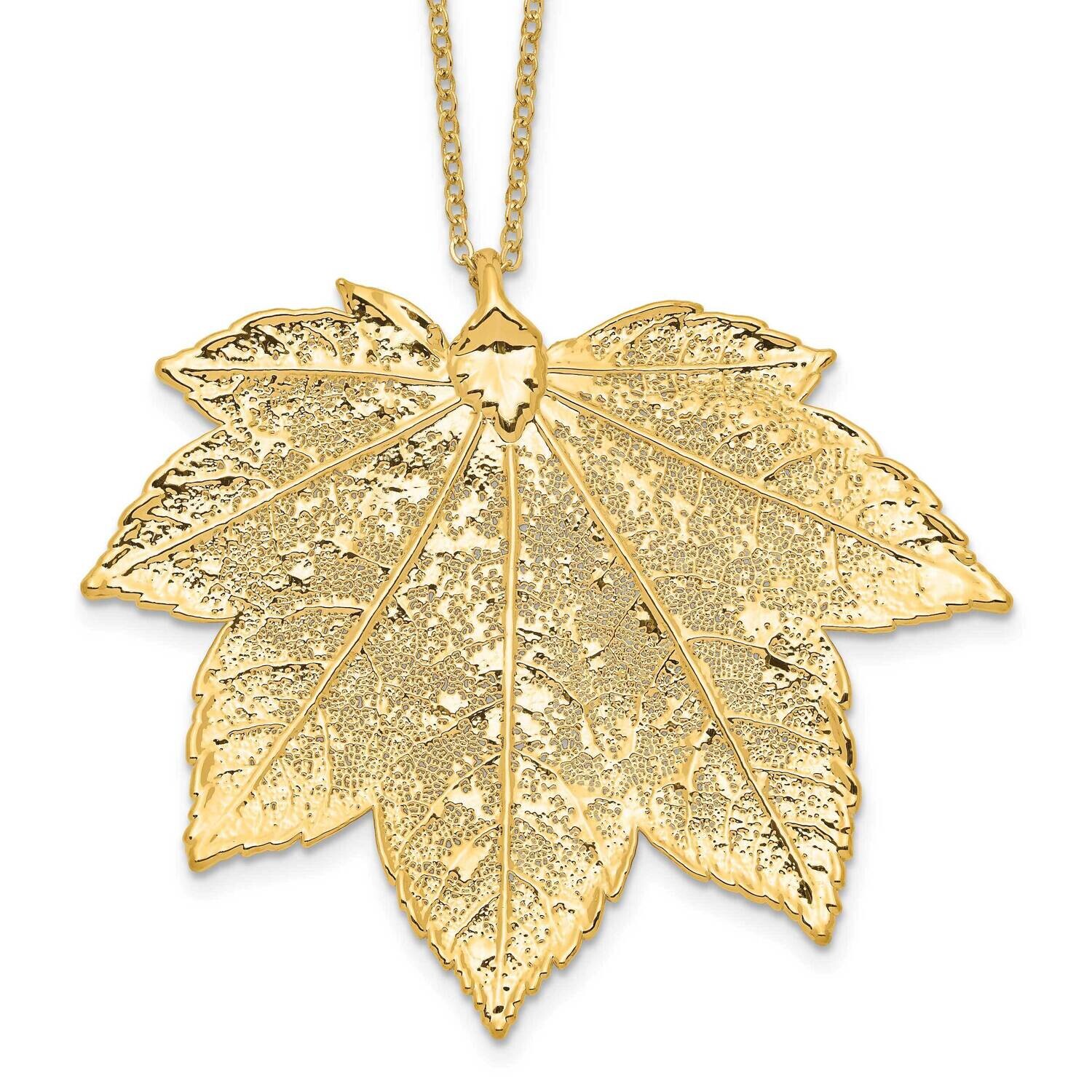 24K Gold Dipped Real Full Moon Maple Leaf 20 Inch Necklace Gold-Tone BF3271-20, MPN: BF3271-20, 812…