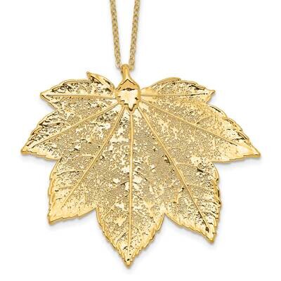 24K Gold Dipped Real Full Moon Maple Leaf 20 Inch Necklace Gold-Tone BF3271-20, MPN: BF3271-20, 812…