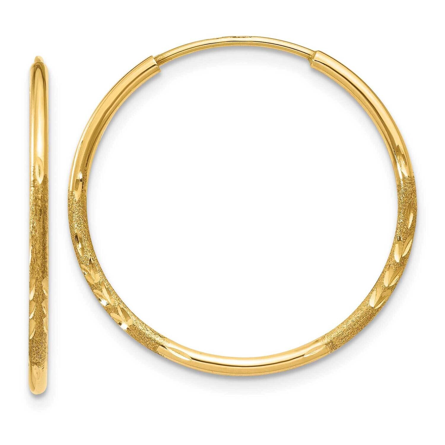 1.25mm Diamond-Cut Endless Hoop Earring 10k Gold 10XY1217, MPN: 10XY1217,
