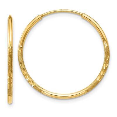 1.25mm Diamond-Cut Endless Hoop Earring 10k Gold 10XY1217, MPN: 10XY1217,