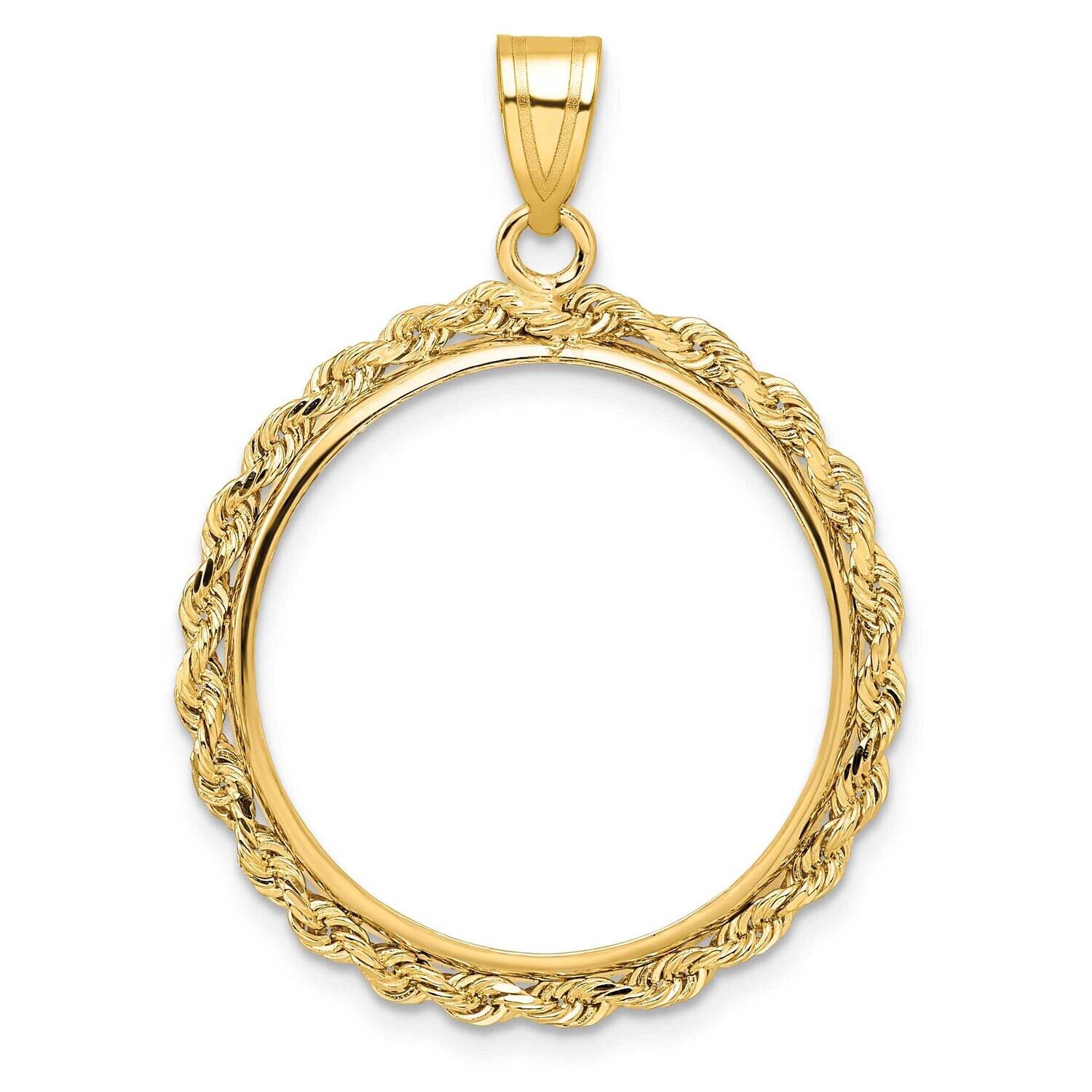 Polished Rope Prong 22.0mm Coin Bezel Pendant 14k Gold C3012/22.0, MPN: C3012/22.0,