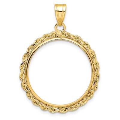 Polished Rope Prong 22.0mm Coin Bezel Pendant 14k Gold C3012/22.0, MPN: C3012/22.0,