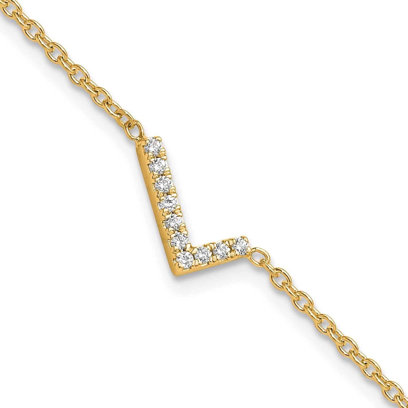Diamond Sideways Letter L 1 Inch Extender Bracelet 14k Gold BM9951L-012-YA, MPN: BM9951L-012-YA,