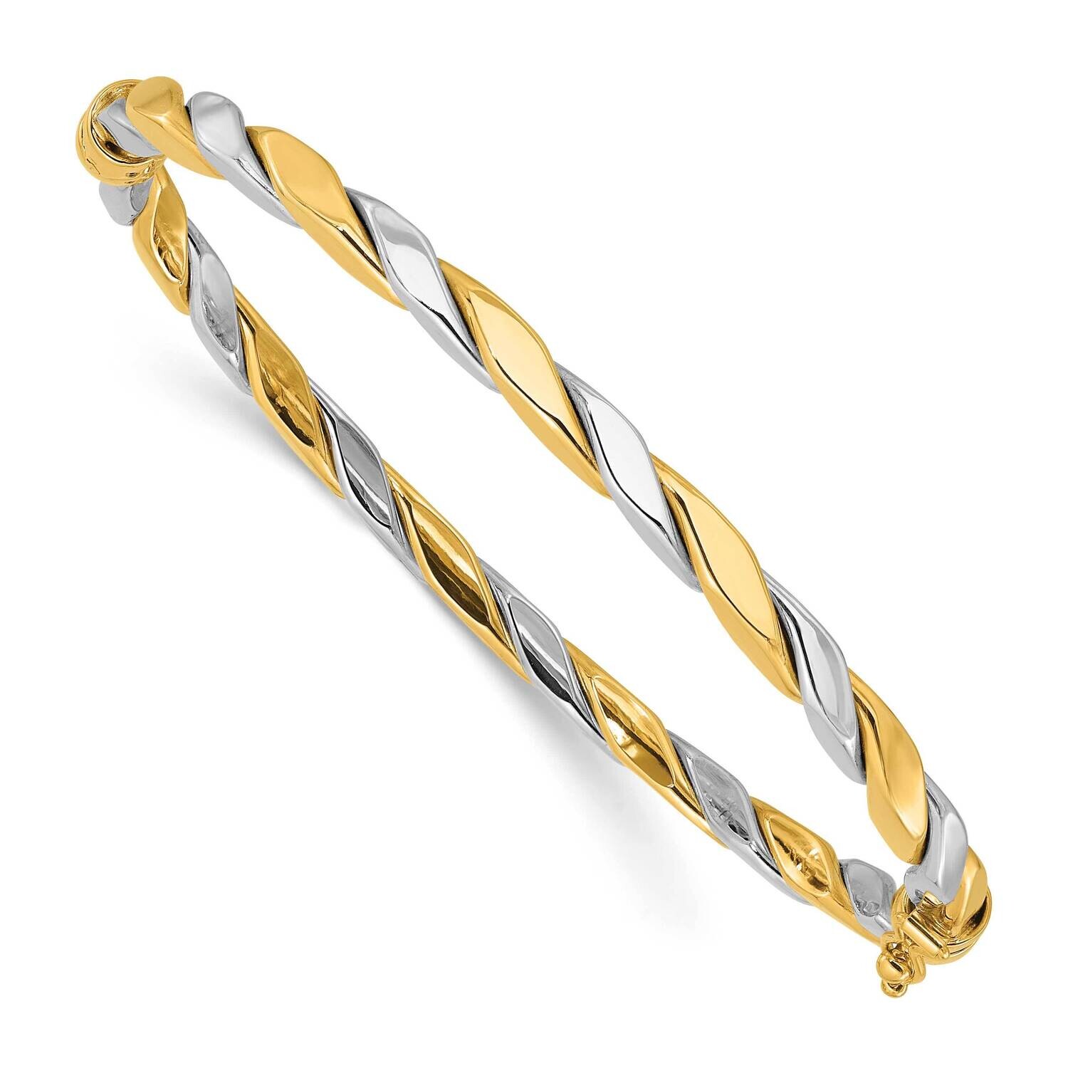 Polished Twisted Hinged Bangle Bracelet 14k Two-Tone Gold DB728
