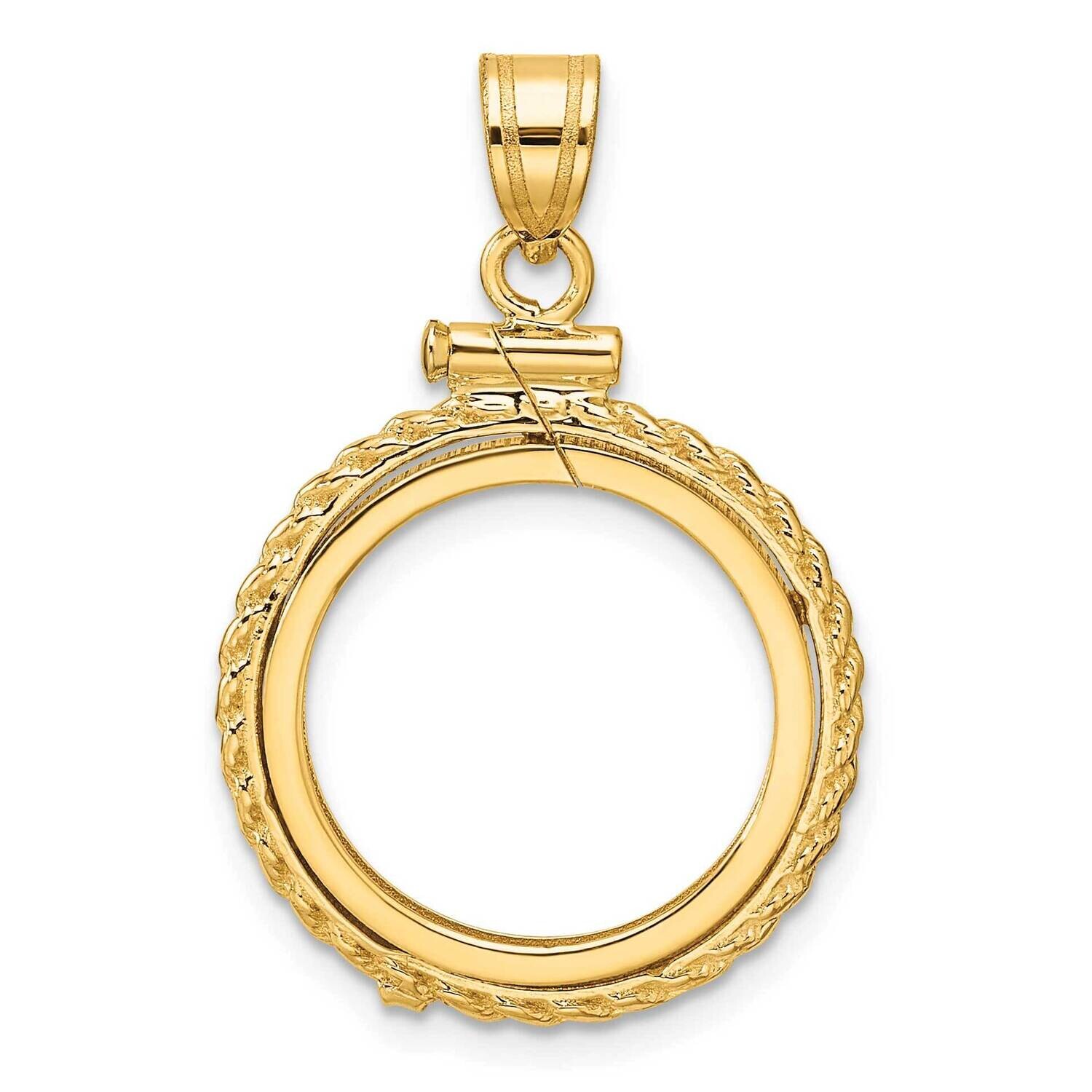 Polished Casted Rope Screw Top 16.5mm X 1.35mm Coin Bezel Pendant 14k Gold C8195/16.5, MPN: C8195/1…