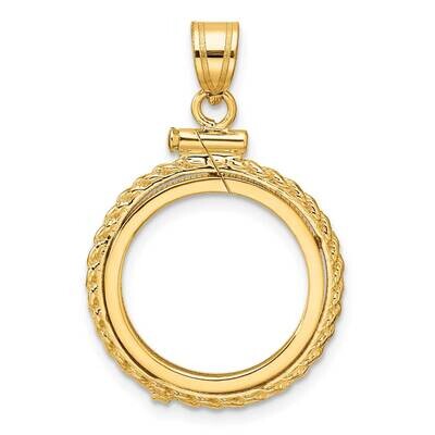 Polished Casted Rope Screw Top 16.5mm X 1.35mm Coin Bezel Pendant 14k Gold C8195/16.5, MPN: C8195/1…