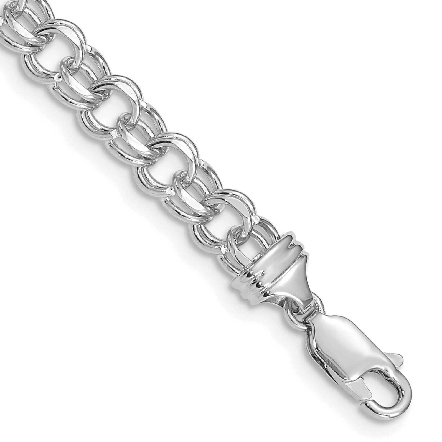 7 Inch 5.5mm Solid Double Link Charm Bracelet 14k White Gold DOH17W-7, MPN: DOH17W-7,