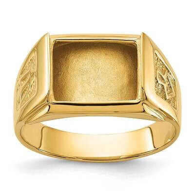 Men&#39;s Polished Textured Masonic Ring Mounting 10k Gold 10Y1586 by Masonic, MPN: 10Y1586,