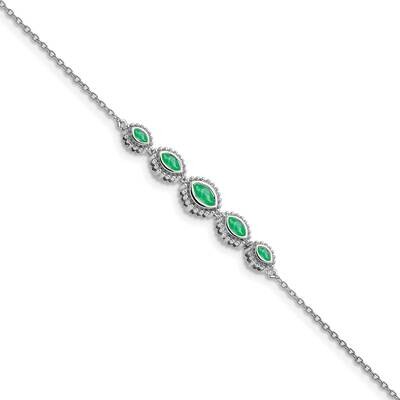 Marquise Emerald Bracelet 7 Inch 14k White Gold BM7200-EM-W, MPN: BM7200-EM-W, 886774129990