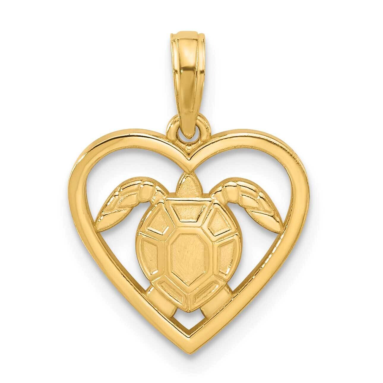 Turtle In Heart Pendant 14k Polished Gold D5320