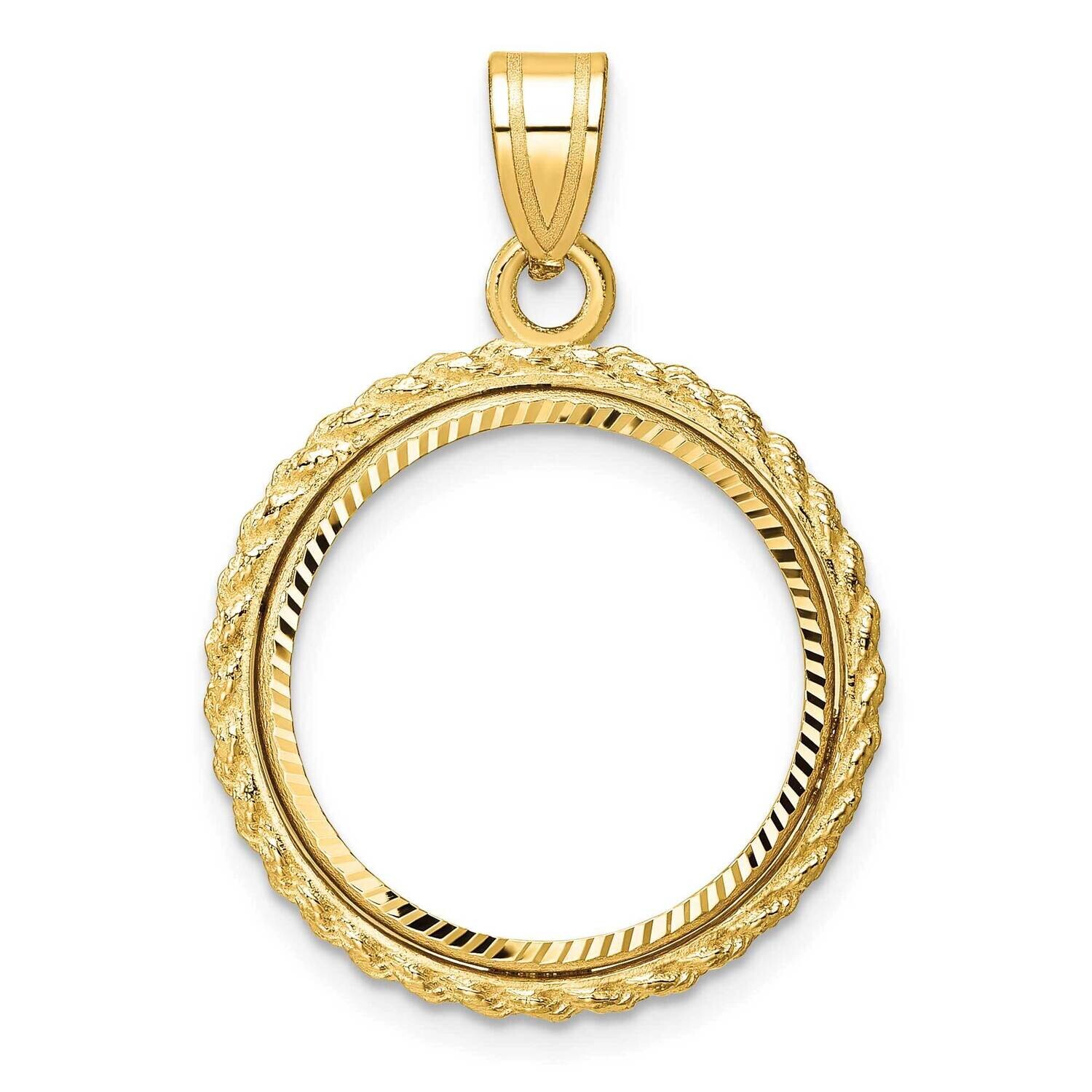 Diamond-Cut Casted Rope Prong 18.0mm Coin Bezel Pendant 14k Gold C8186/18.0, MPN: C8186/18.0,
