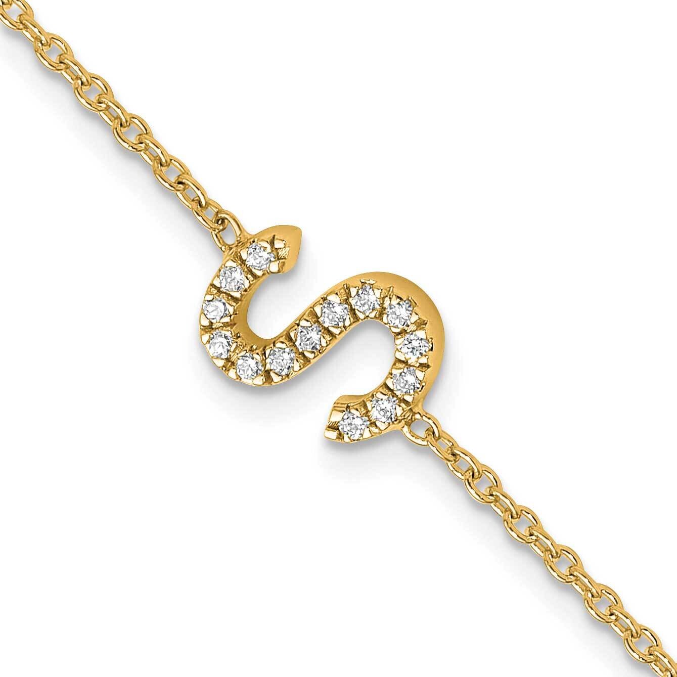 Diamond Sideways Letter S 1 Inch Extender Bracelet 14k Gold BM9951S-017-YA