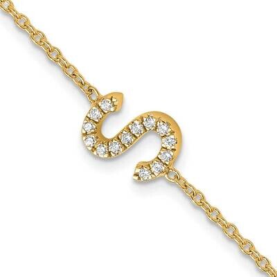 Diamond Sideways Letter S 1 Inch Extender Bracelet 14k Gold BM9951S-017-YA, MPN: BM9951S-017-YA,