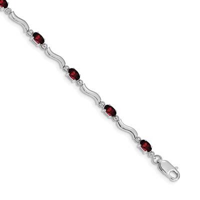Fancy Diamond Garnet Bracelet 7 Inch 14k White Gold BM4493-GA-001-WA, MPN: BM4493-GA-001-WA,
