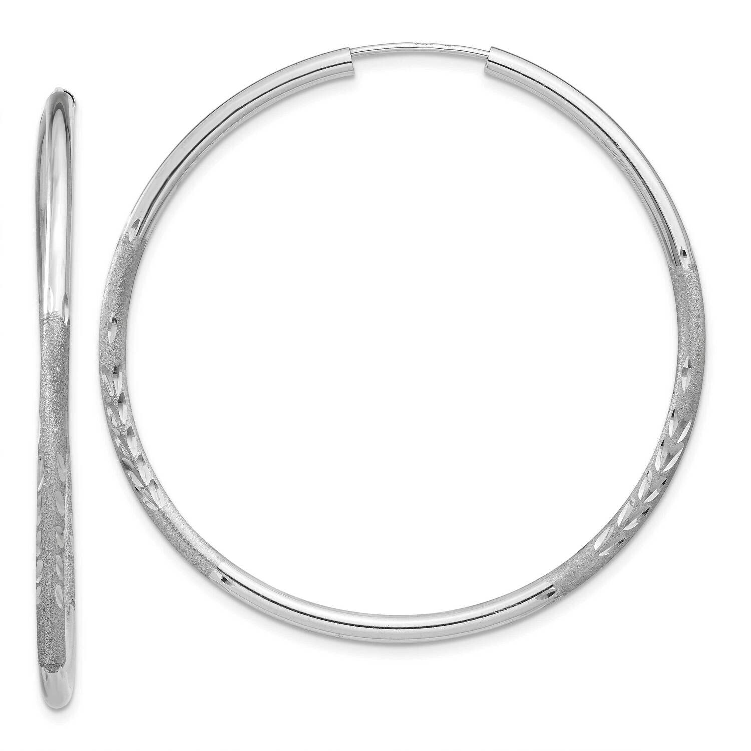 2mm Diamond-Cut Endless Hoop Earrings 10k White Gold 10XY1204, MPN: 10XY1204,