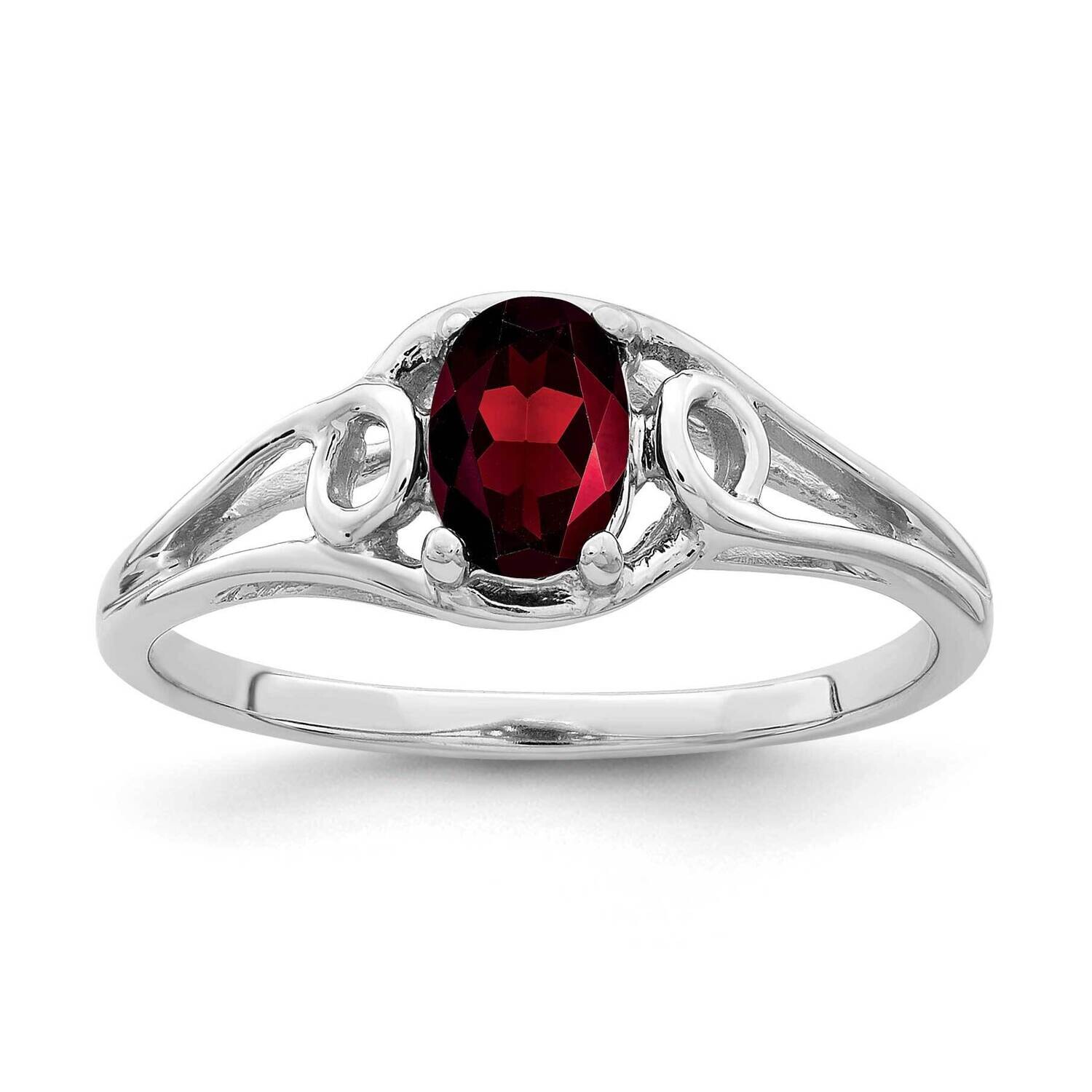 6X4mm Oval Garnet Ring 10k White Gold 10Y2206GA