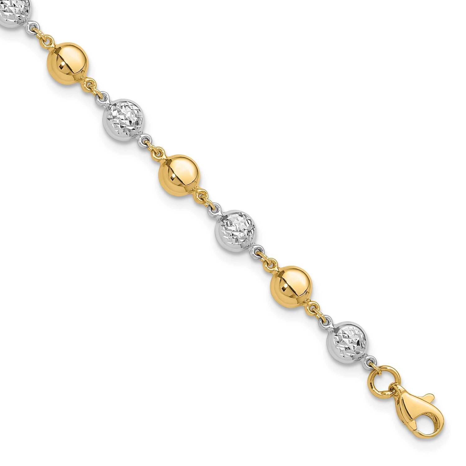Polished Diamond-Cut Puffed Circles Bracelet 7.75 Inch 14k Two-Tone Gold FB1994-7.75, MPN: FB1994-7…