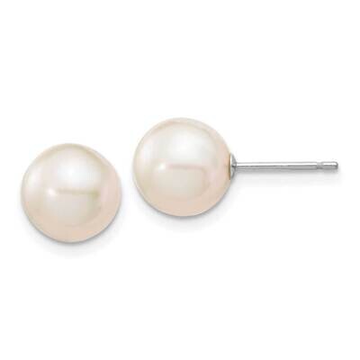 8-9mm White Round Fw Cultured Pearl Stud Post Earrings 10k White Gold 10XW80PW, MPN: 10XW80PW,