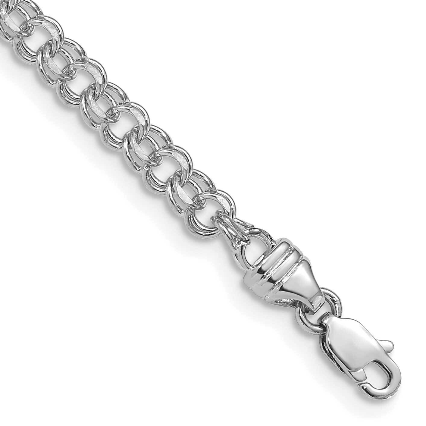 7 Inch 3.75mm Solid Double Link Charm Bracelet 14k White Gold DOH15W-7