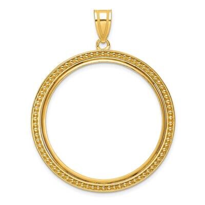 Polished Beaded Prong 32.7mm Coin Bezel Pendant 14k Gold C8183/32.7, MPN: C8183/32.7,