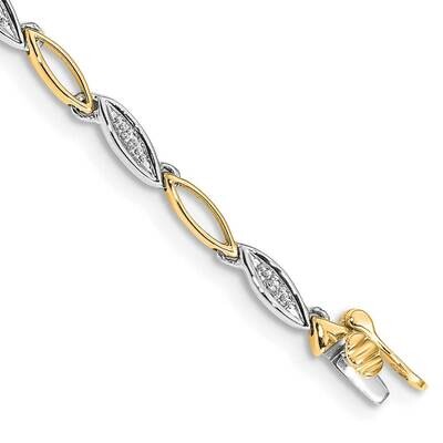Diamond 7.5 Inch Link Bracelet 10k Two-Tone Gold BM4597-005-1YWA, MPN: BM4597-005-1YWA,