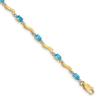 Fancy Diamond Blue Topaz Bracelet 7 Inch 10k Gold BM4493-BT-001-1YA, MPN: BM4493-BT-001-1YA, 886774…