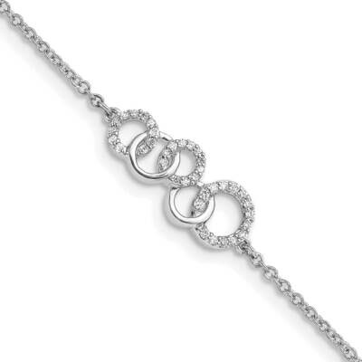 Diamond Circles Star Dangle 7 Inch Bracelet 14k White Gold BM6903-015-WA, MPN: BM6903-015-WA,
