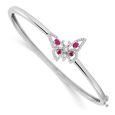 Ruby Diamond Butterfly Bangle 14k White Gold BM7257-RU-017-WA, MPN: BM7257-RU-017-WA, 886774130354