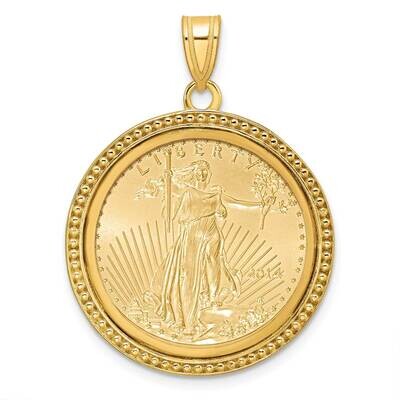 Polished Beaded Prong Mounted 1/4Oz American Eagle Coin Bezel Pendant 14k Gold C8183/22.0C, MPN: C8…
