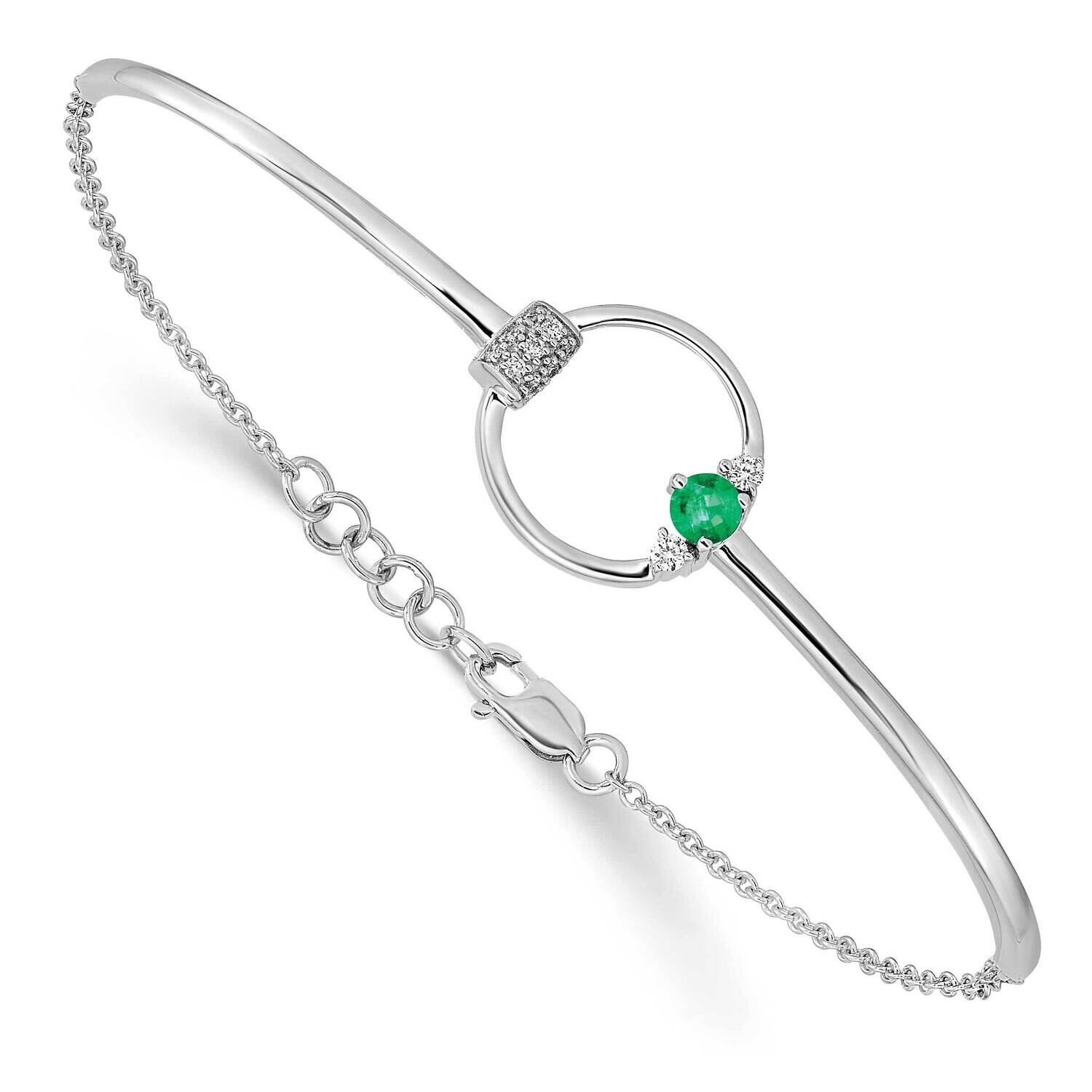 Diamond Cr. Emerald Circle 7 Inch .5 Inch Extension Bracelet 14k White Gold BM6886-EM-009-WA, MPN: …
