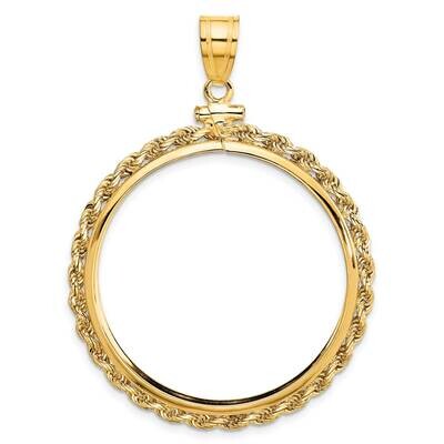 Rope Screw Top 32.7mm X 3mm Coin Bezel Pendant 14k Gold C1215/32.7, MPN: C1215/32.7,