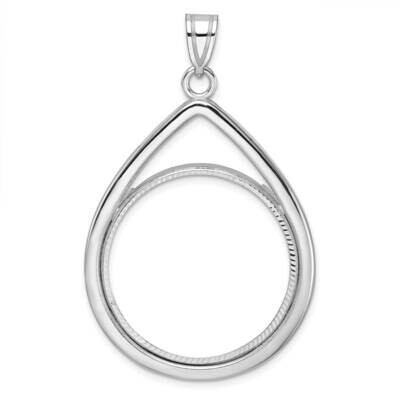 Polished &amp; Diamond-Cut Tear Drop Prong 27.0mm Coin Bezel Pendant 14k White Gold C8192W/27.0, MPN: C…