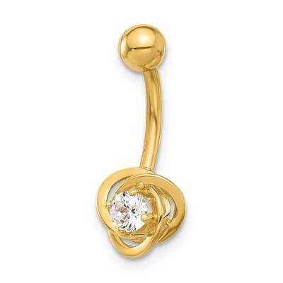 14 Gauge Polished CZ Love Knot Navel Belly Ring 14k Gold BD272, MPN: BD272,