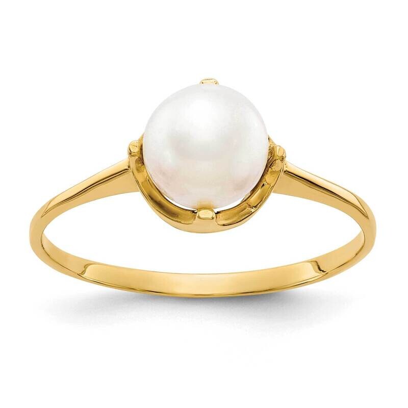 6.5mm Fw Cultured Pearl Ring 10k Gold 10Y1926PL