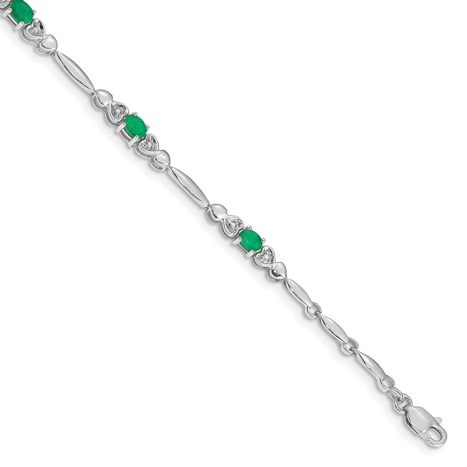 Diamond Emerald Bracelet 7 Inch 10k White Gold BM4479-EM-001-1WA, MPN: BM4479-EM-001-1WA, 886774128…