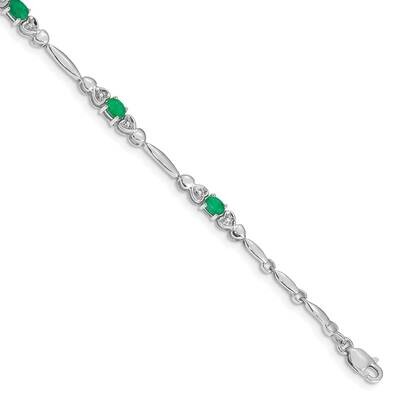 Diamond Emerald Bracelet 7 Inch 10k White Gold BM4479-EM-001-1WA, MPN: BM4479-EM-001-1WA, 886774128…
