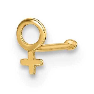 20 Gauge Polished Female Symbol Nose Stud 14k Gold BD234, MPN: BD234,