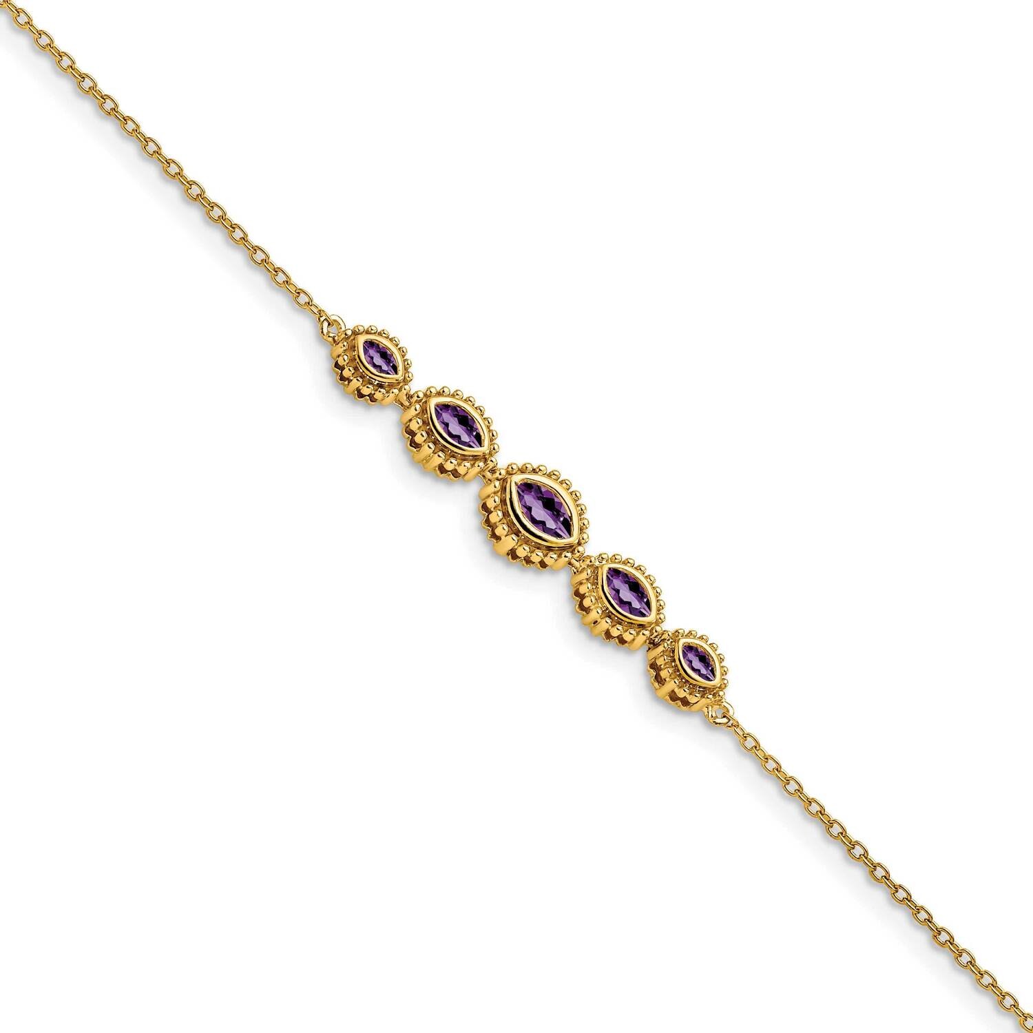 Marquise Amethyst Bracelet 7 Inch 14k Gold BM7200-AM-Y, MPN: BM7200-AM-Y, 886774129945