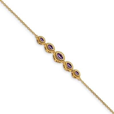 Marquise Amethyst Bracelet 7 Inch 14k Gold BM7200-AM-Y, MPN: BM7200-AM-Y, 886774129945
