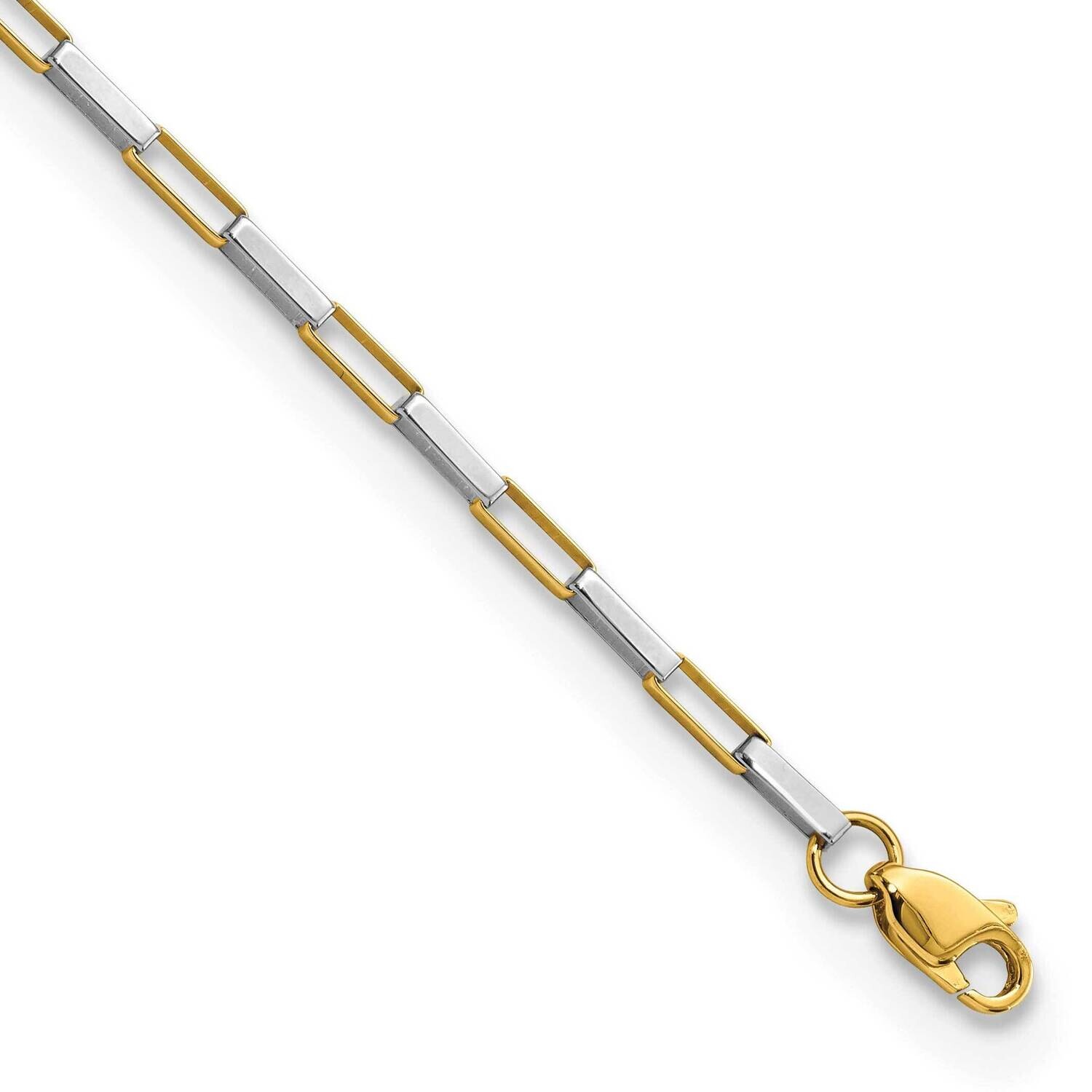 Polished Fancy Box Links 7.5 Inch Bracelet 14k Two-Tone Gold FB1901Y/W-7.5, MPN: FB1901Y/W-7.5,
