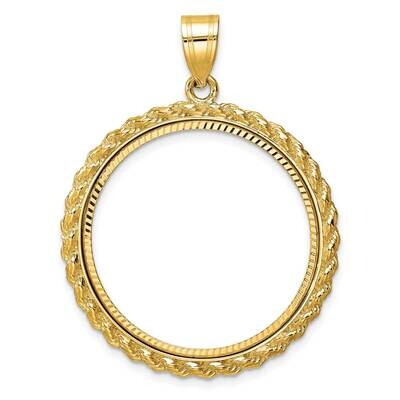 Diamond-Cut Casted Rope Prong 27.0mm Coin Bezel Pendant 14k Gold C8186/27.0, MPN: C8186/27.0,