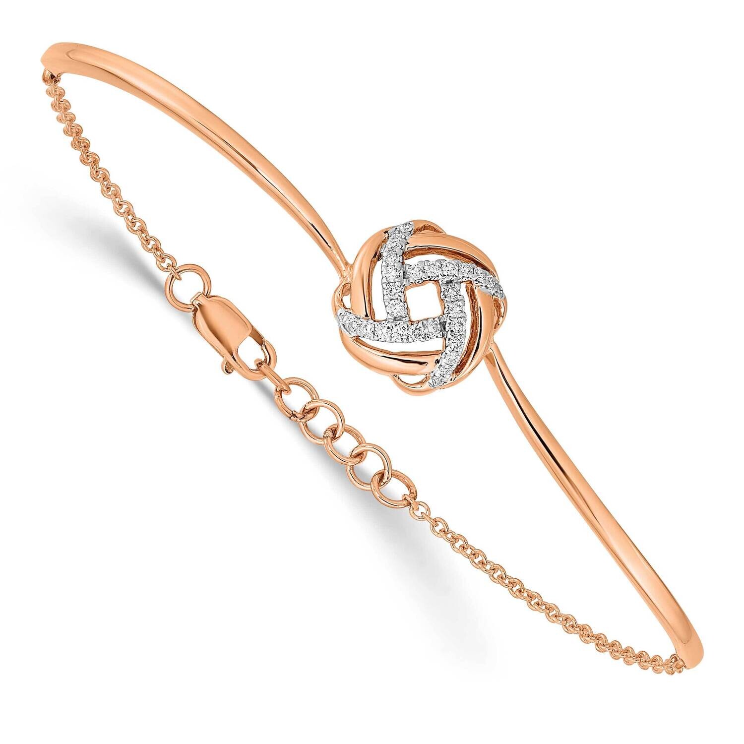 Polished Diamond Love Knot 7 Inch .5 Inch Extension Bracelet 14k Rose Gold BM6889-012-RA